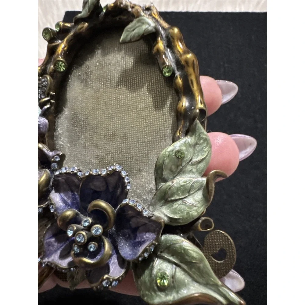 Argento SC Swarovksi Crystal Enamel Hummingbird Bee Flower Oval Picture Frame